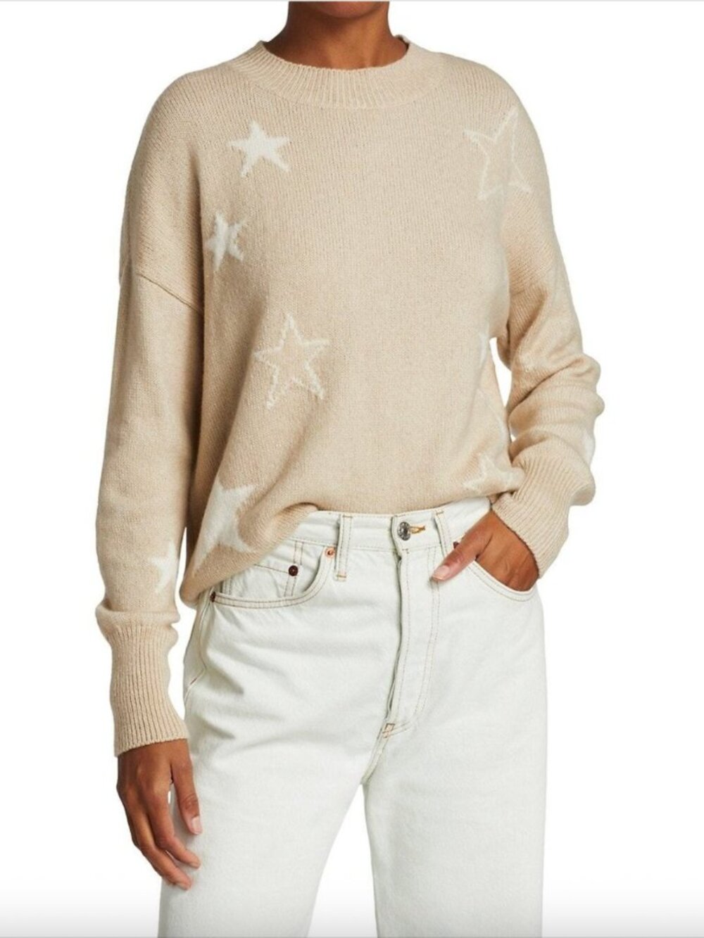 Rails Kana Wool Cashmere Blend Knit Sweater in Camel Stars - Medium
